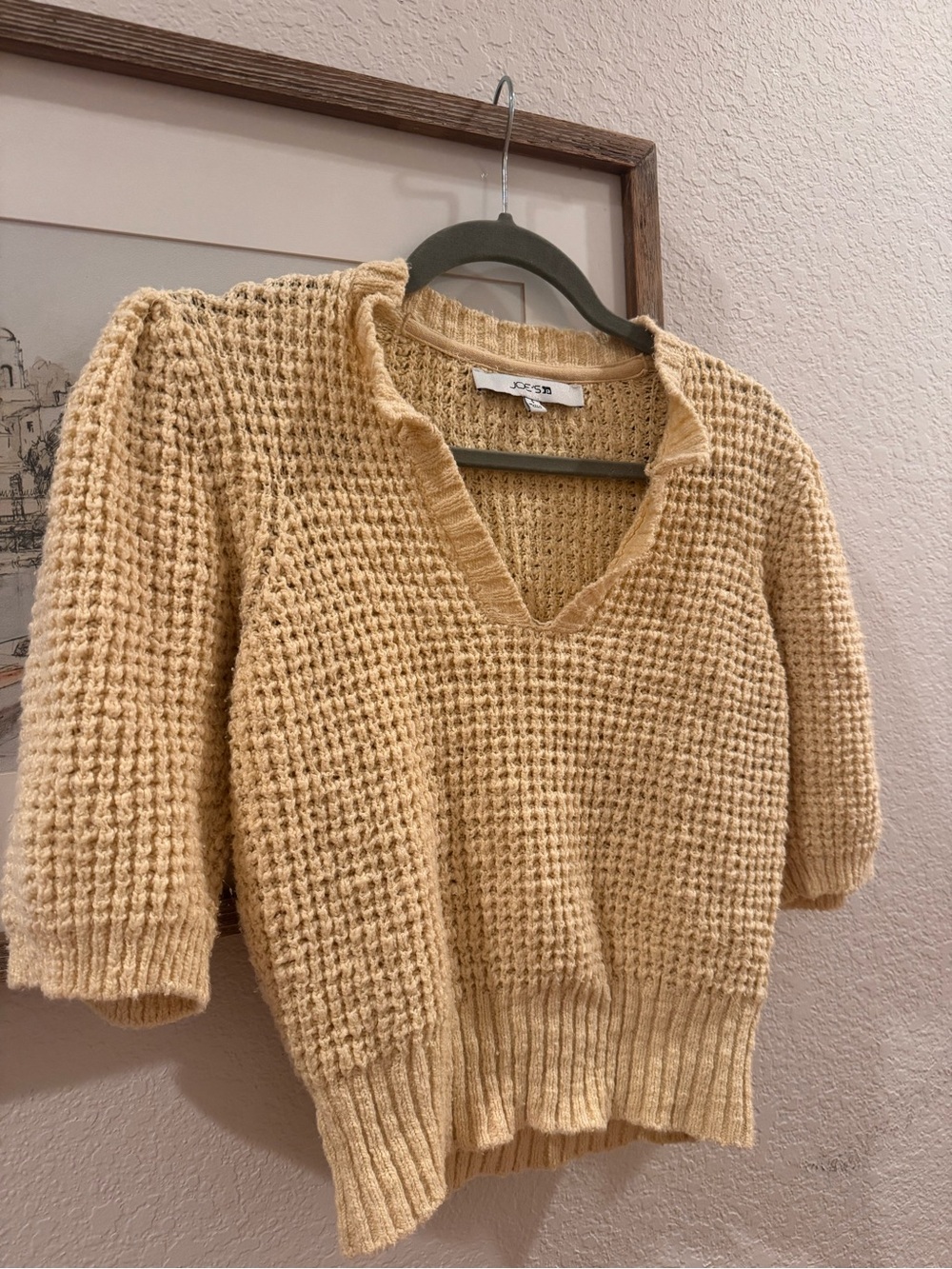 Butter Yellow Knit V-Neck Sweater - Women's